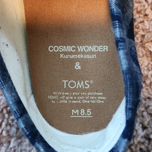 TOMS Cosmic Wonder Kurumekekasuri blue men's canvas shoes-8.5 - Picture 7 of 10
